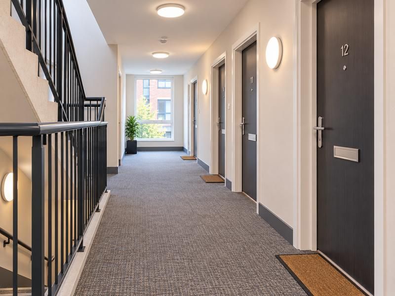 Clear communal corridor in a block of flats