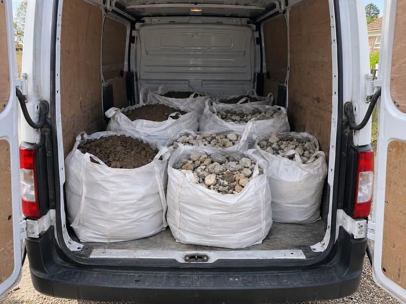 Bulk bags of stone and hardcore loaded in a van