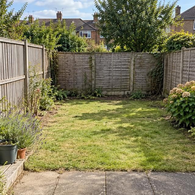 After: the same garden with the shed gone