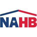 NAHB logo with blue and red letters and a roofline above the text