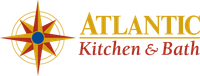 Atlantic Kitchen & Bath logo with gold compass and red text on a white background