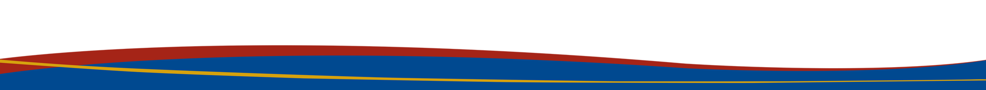 Thin red, blue, and yellow horizontal brushstrokes on a white background.