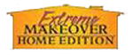 The Extreme Makeover: Home Edition logo with the show name in black text on an orange house-shaped background.