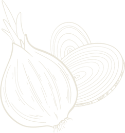 Onion with two slices, light color.
