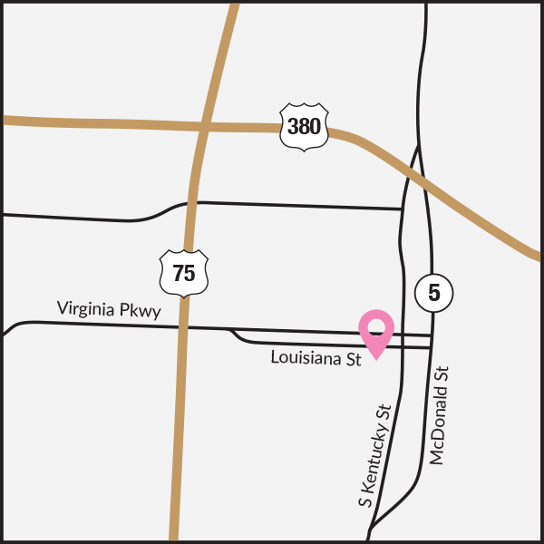 A map showing louisiana street and kentucky street
