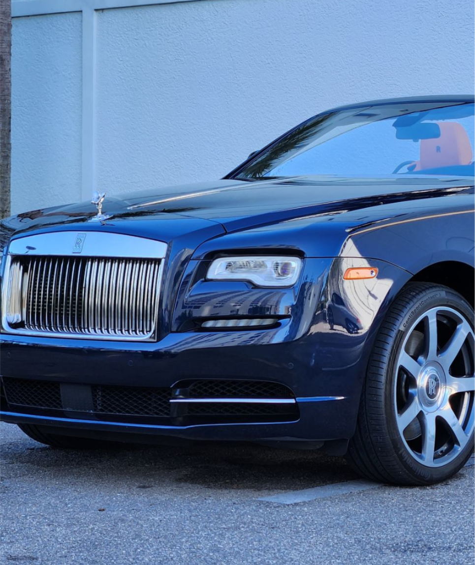 Rolls Royce Dawn in Midnight Blue over Mandarin Orange, exterior and interior detail and ceramic maintenance by 6 Speed Mobile Detailing in Southwest Florida