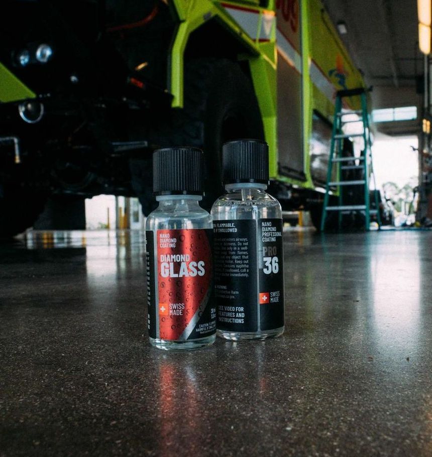 RSW Southwest Florida International Airport's Fire and Rescue Rosenbauer Panther being paint corrected and ceramic coated by 6 Speed Mobile Detailing in Southwest Florida