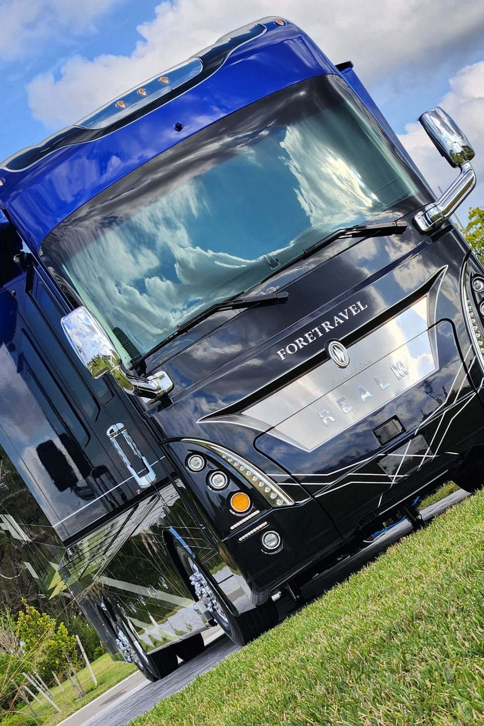 Foretravel Realm Presidential A motorcoach RV, paint correction and ceramic maintenance by 6 Speed Mobile Detailing in Southwest Florida