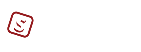 Logo: Maroon square with a stylized "S" and a curved line within.