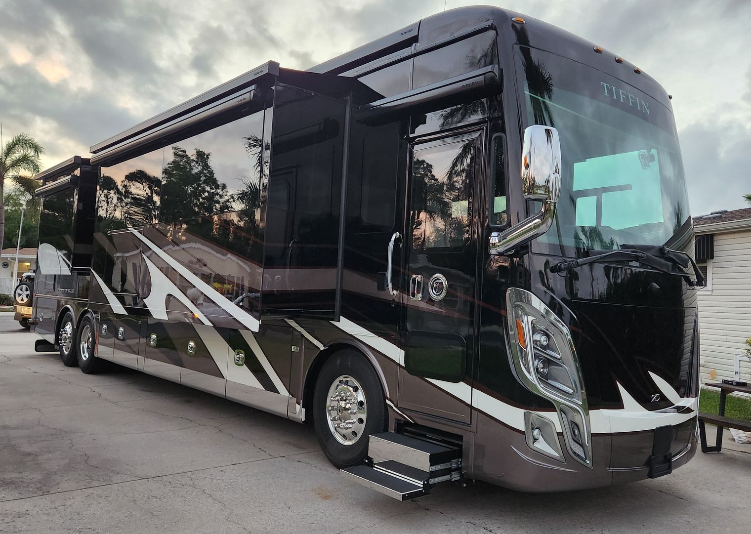 Tiffin Zephyr 45' A motorcoach RV, paint correction and ceramic coating by 6 Speed Mobile Detailing in Southwest Florida