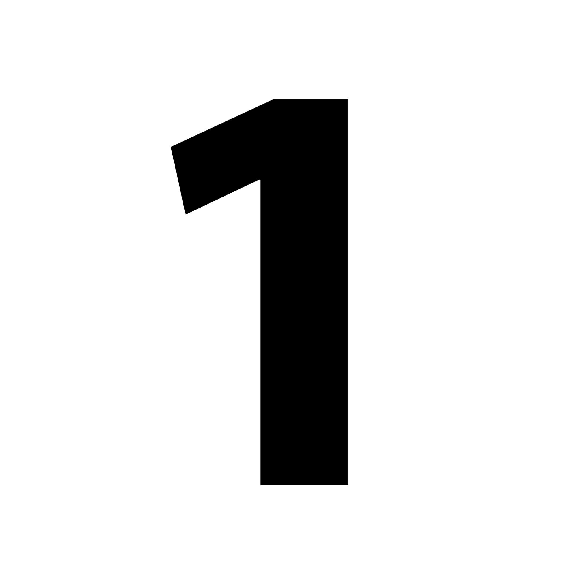 A black number one on a white background.