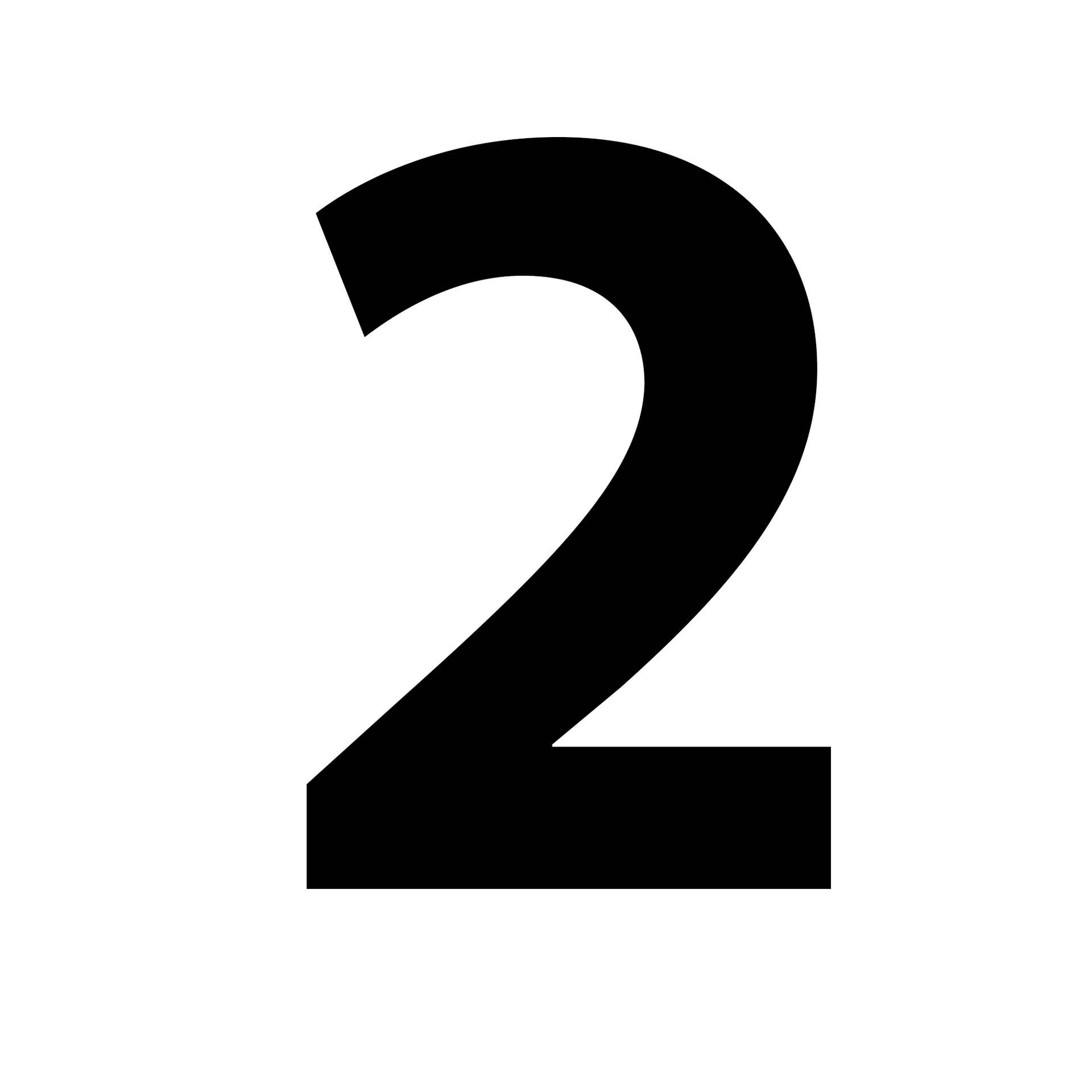 A black number two on a white background.