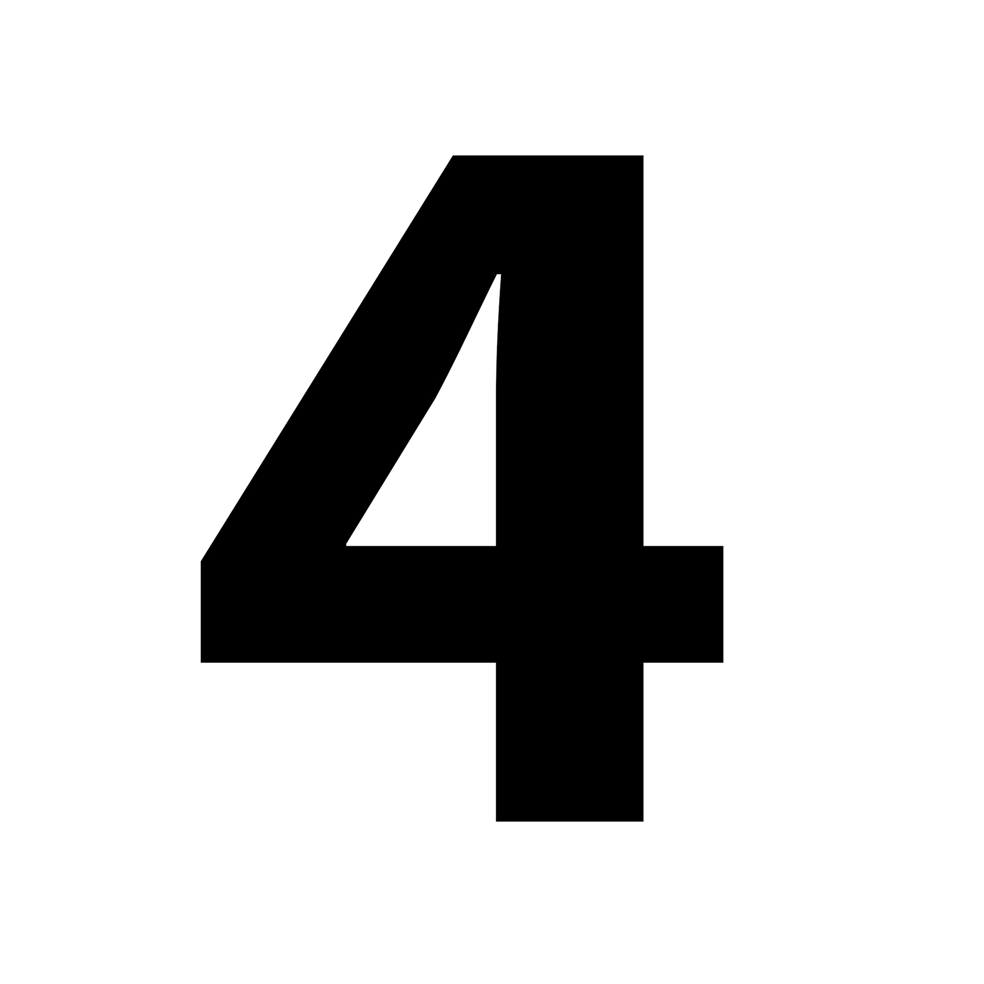 A black number four on a white background.