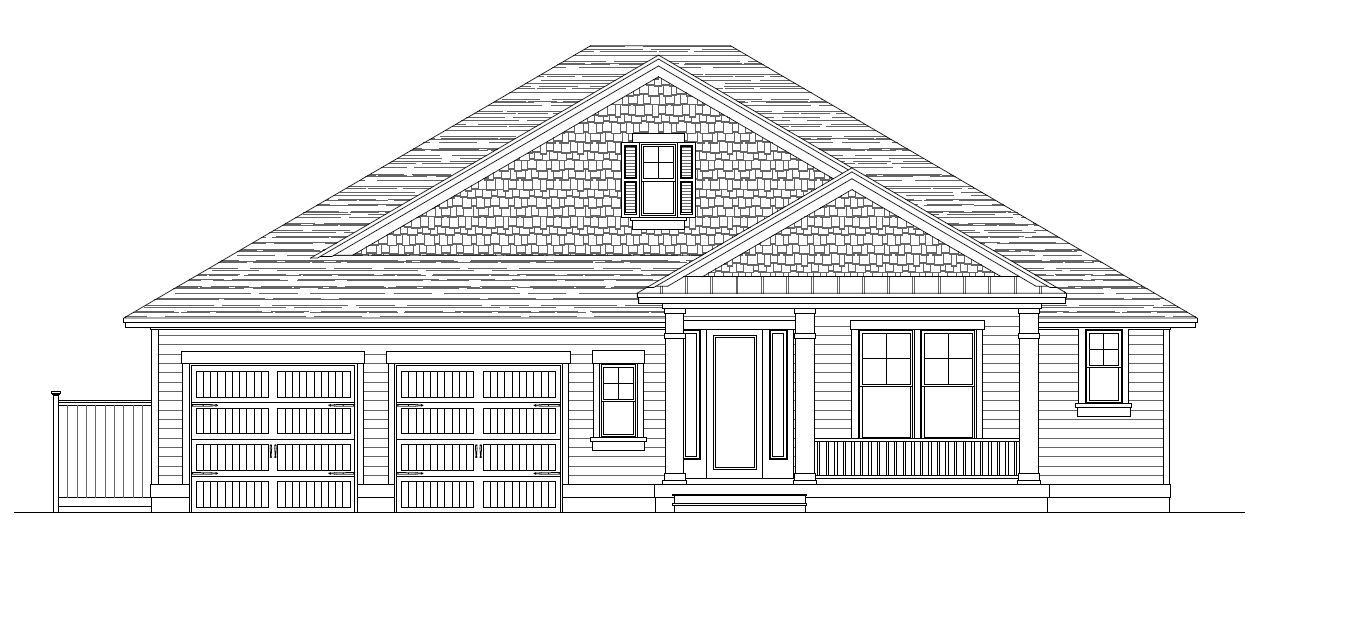 A black and white drawing of a house with a roof.