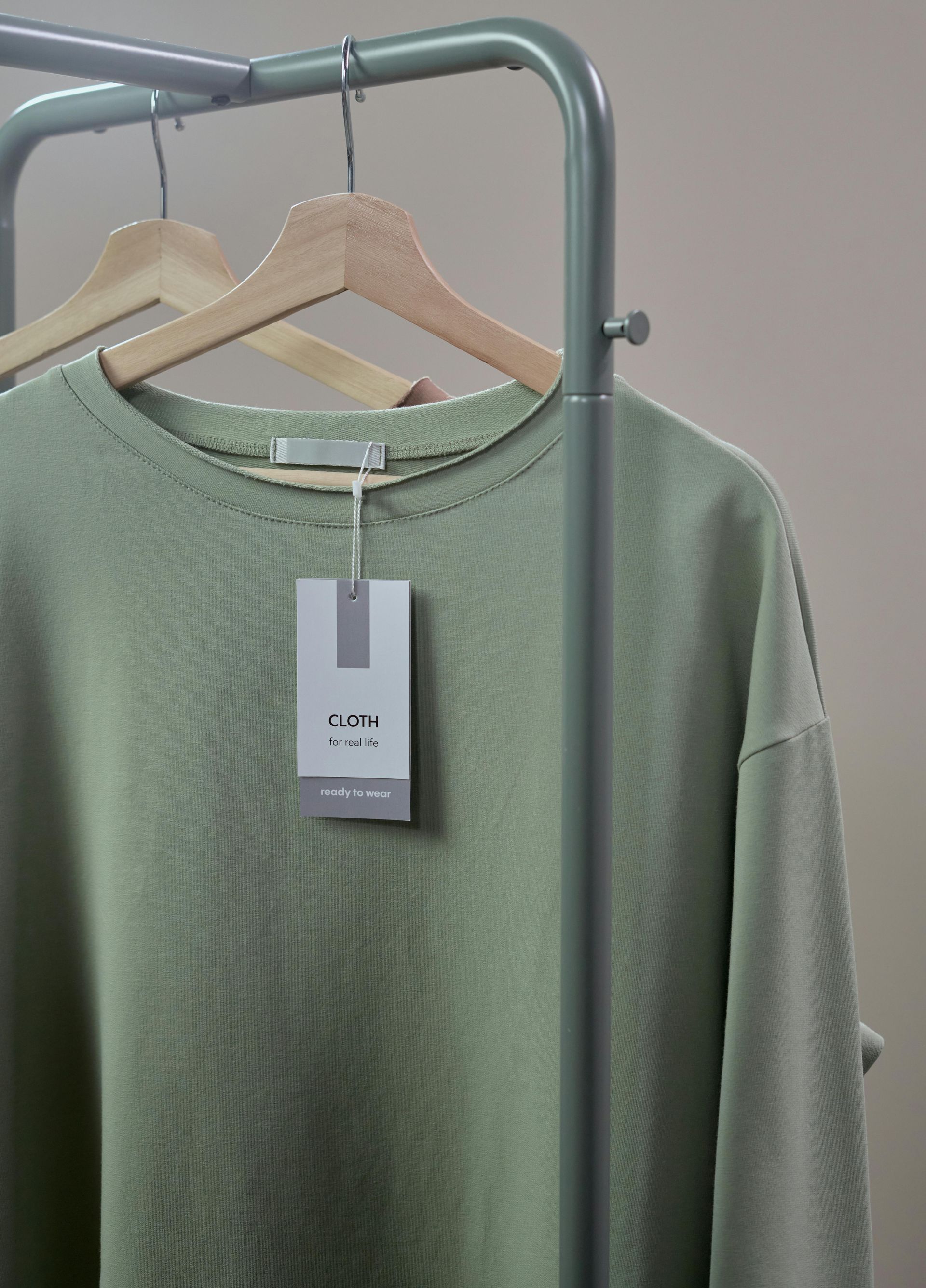 Clothing items properly stored and tagged in apparel fulfillment warehouse