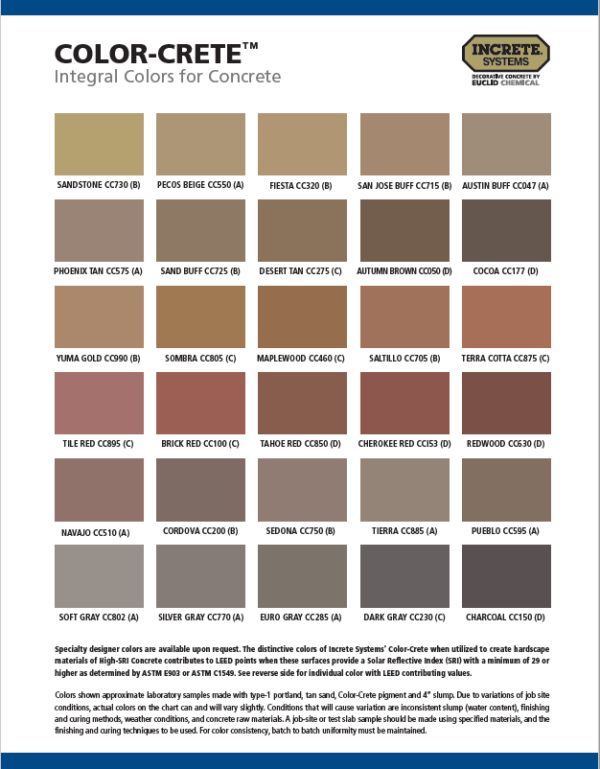 A color-crete integral colors for concrete brochure A color-crete integral colors for concrete brochure