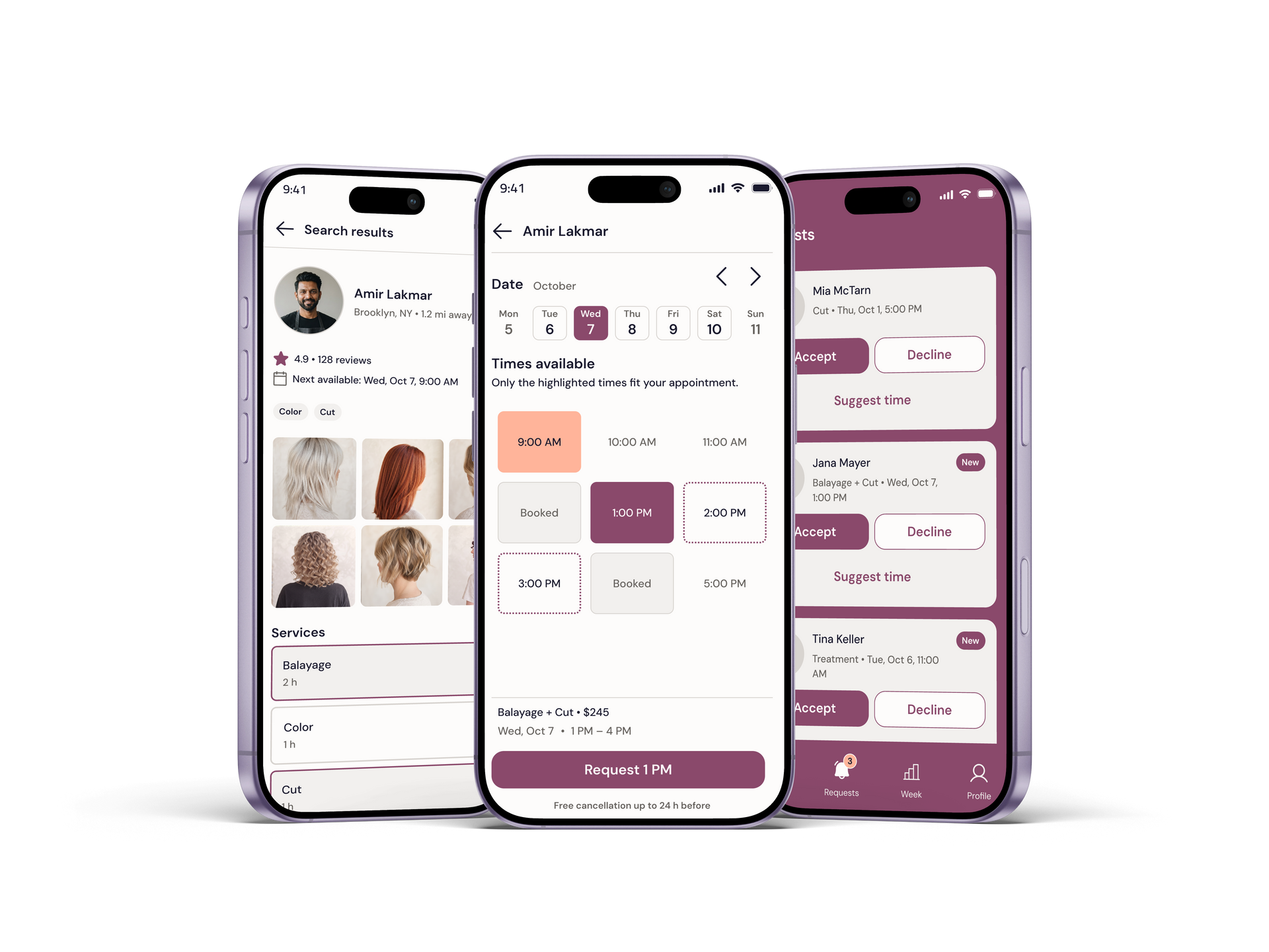 Bloom app booking screens