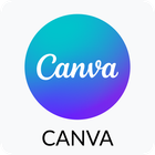 Canva app icon with blue-purple gradient circle and white script logo on a white rounded square background