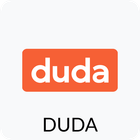 Duda logo: white lowercase text on an orange rounded rectangle