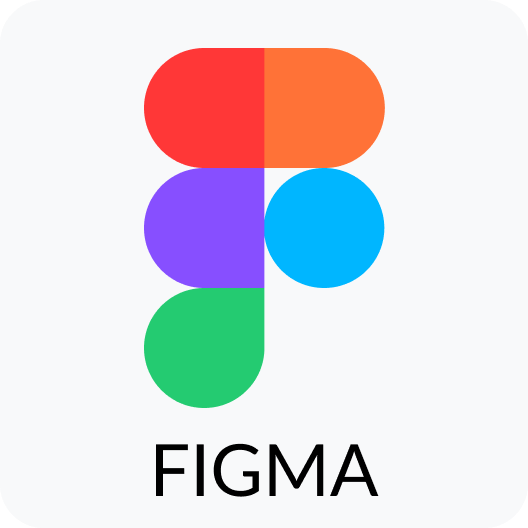 Figma app icon with multicolor stylized “F” and the word “FIGMA” below on a white rounded square
