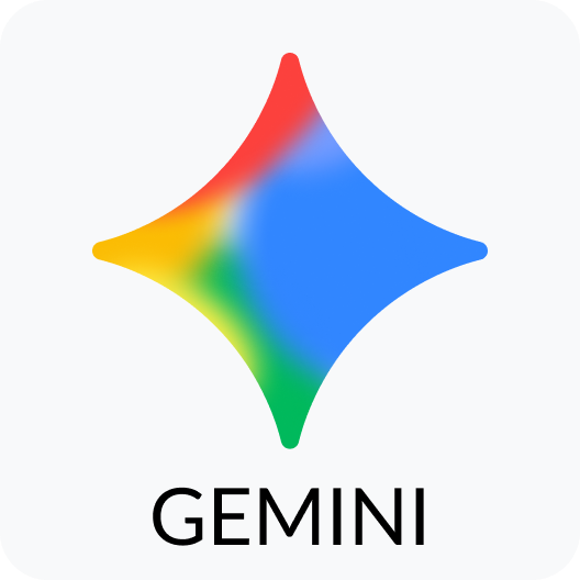 Google Gemini logo: multicolor star above the word “GEMINI” on a white background