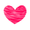 Red scribbled heart in white outlined square on a gray background.