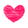 Red scribbled heart in white outlined square on a gray background.