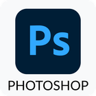 Adobe Photoshop app icon with blue “Ps” on a dark square and the word “PHOTOSHOP” below.