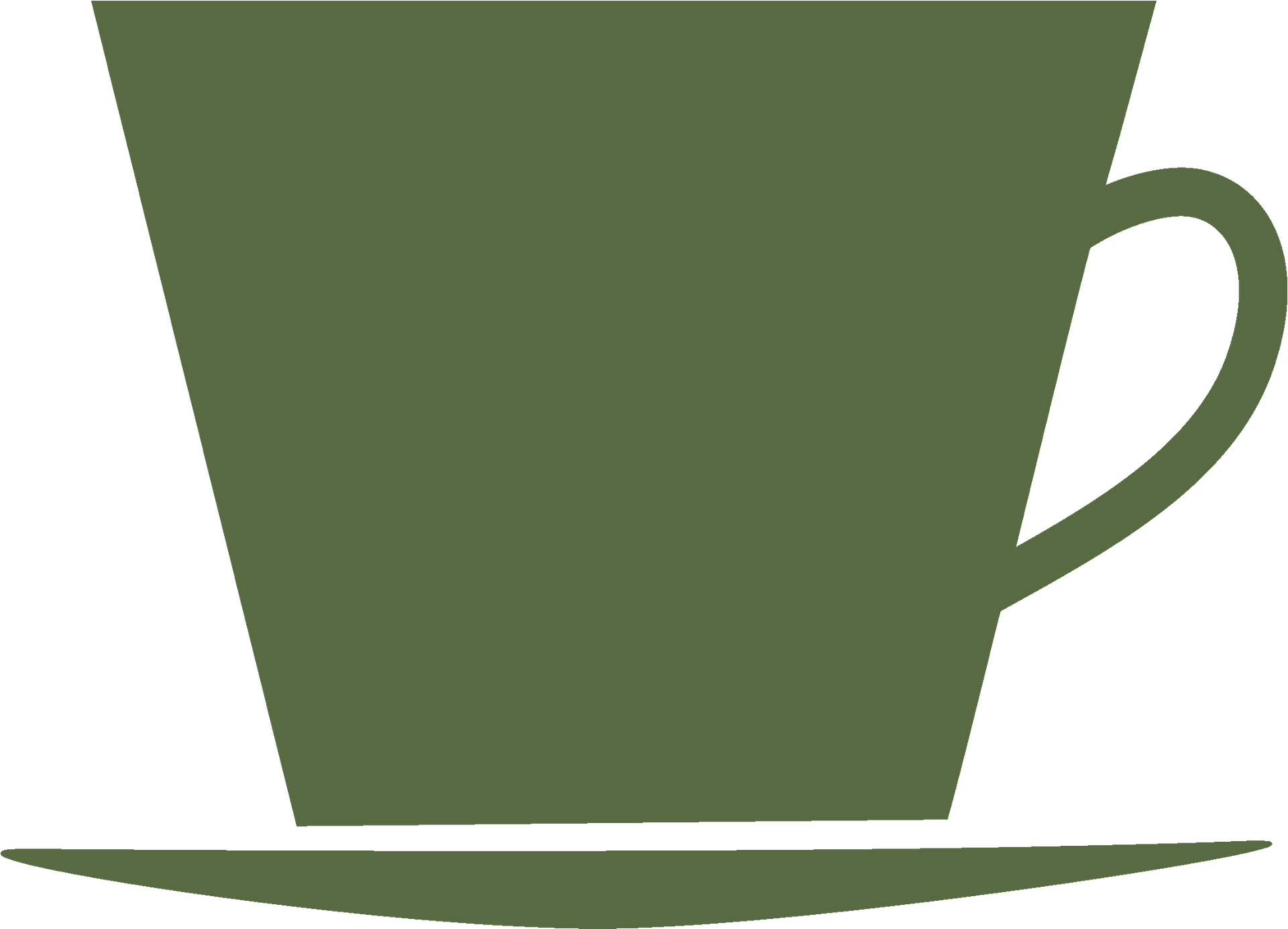 Green teacup silhouette with saucer and handle