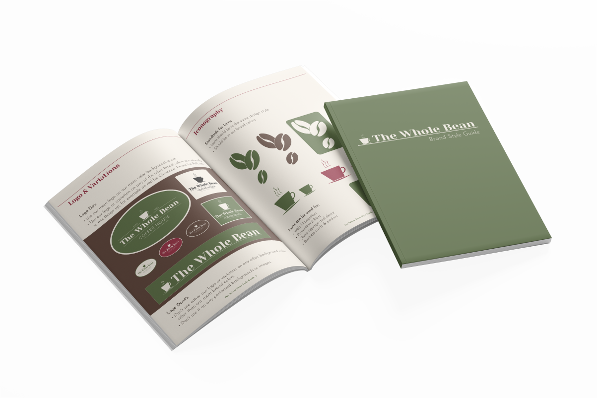 Open style guide book and green book cover 