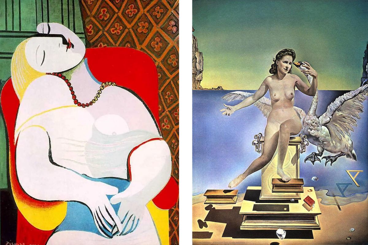 Pablo Picasso - Le Rêve - 1932 und Salvador Dali - Leda Atomica - 1949 Pablo Picasso - Le Rêve - 1932
und
Salvador Dali - Leda Atomica - 1949