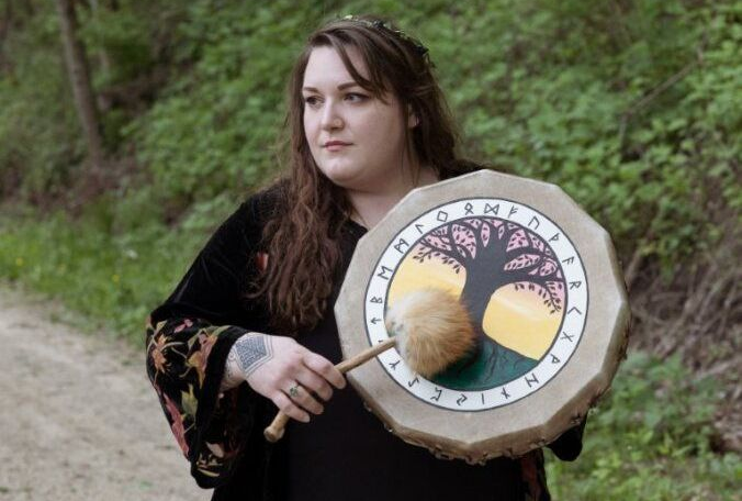 Laina Pilkenton with drum