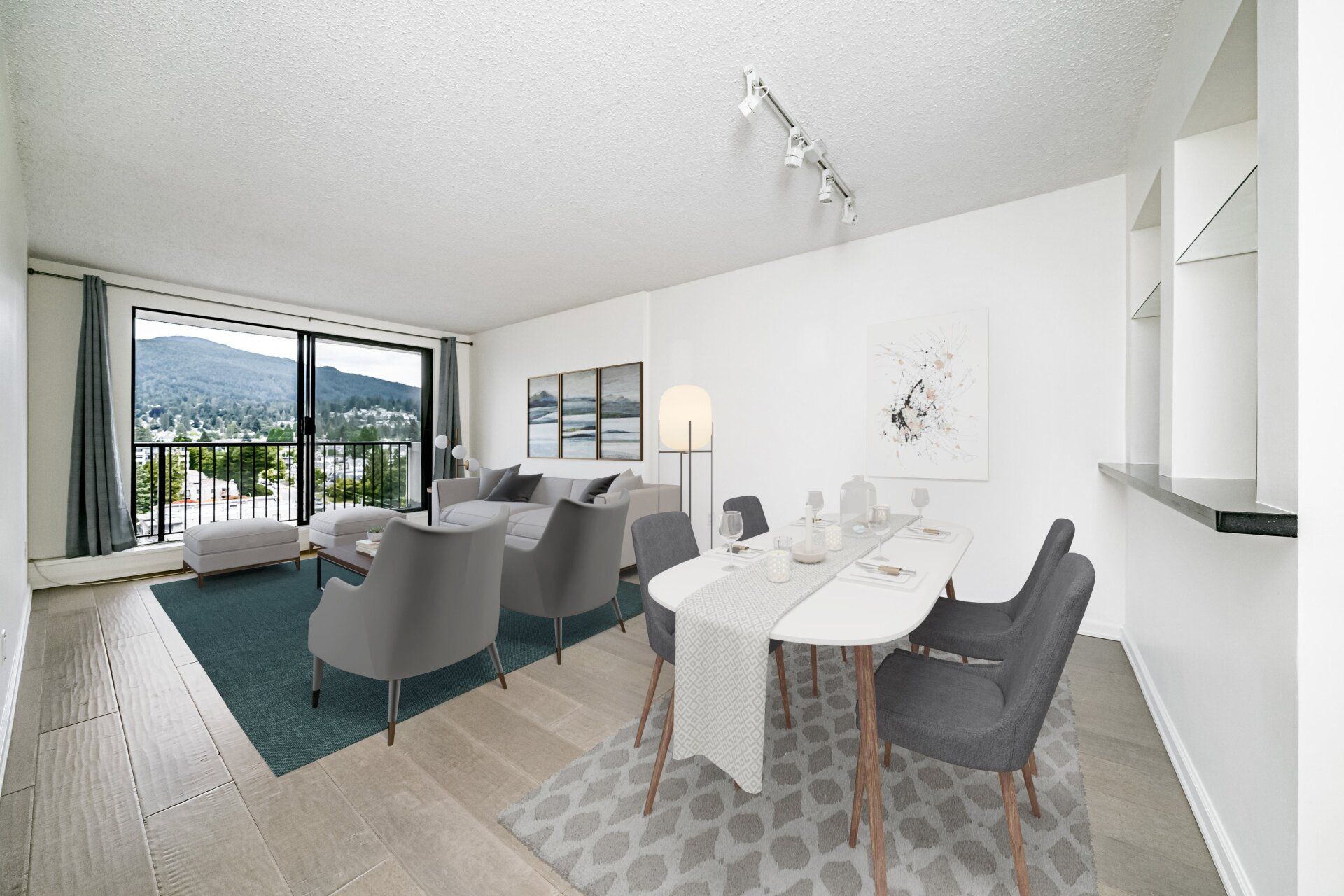 Beautiful view outside of Vancouver from the kitchen of a rental suite in the L'Herimatage Hotel in Vancouver presented by Rebecca Punch at Punch Properties