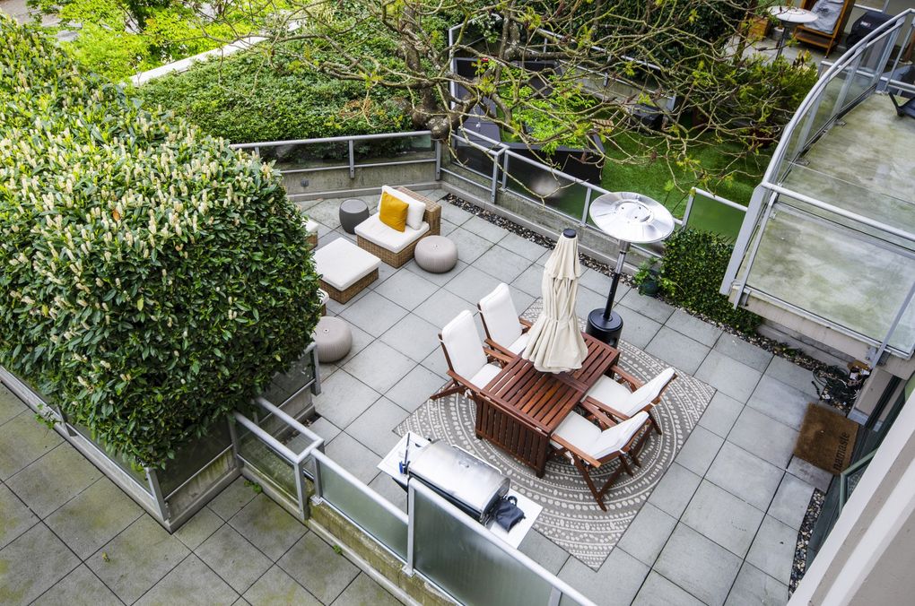 Beautiful view outside of Vancouver from the kitchen of a rental suite in the L'Herimatage Hotel in Vancouver presented by Rebecca Punch at Punch Properties