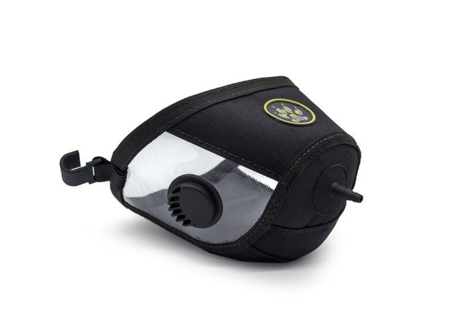 Medium size oxygen muzzle on veterinary tray with oxygen tubing