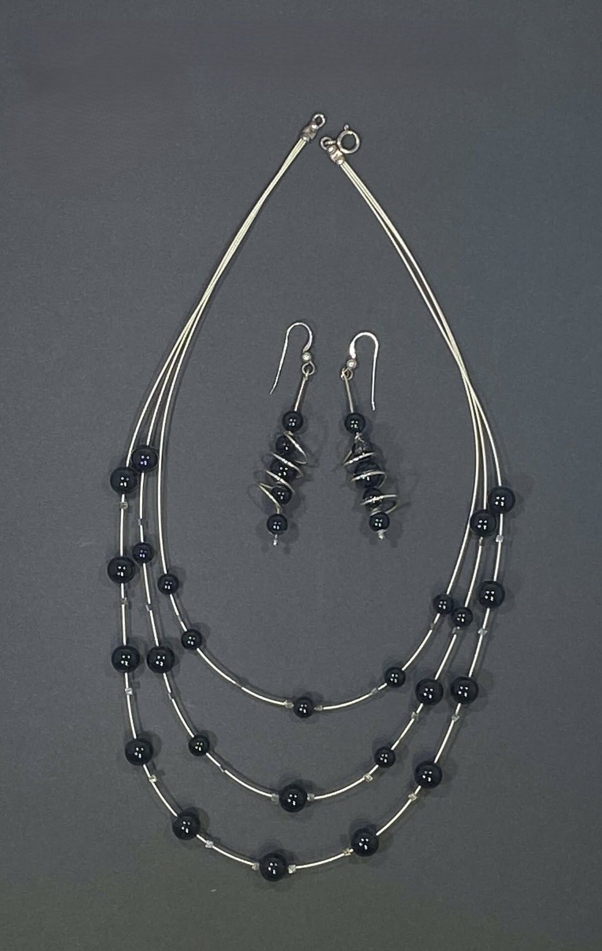 Onyx Gem Stone Triple Necklace Onyx Gem Stone Triple Necklace
