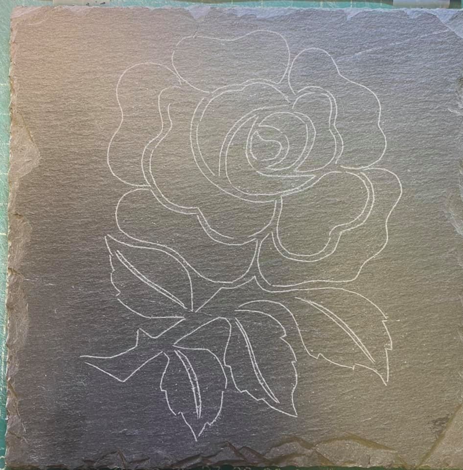 English rugby rose etched ready for engraving for a house sign for a rugby fan!