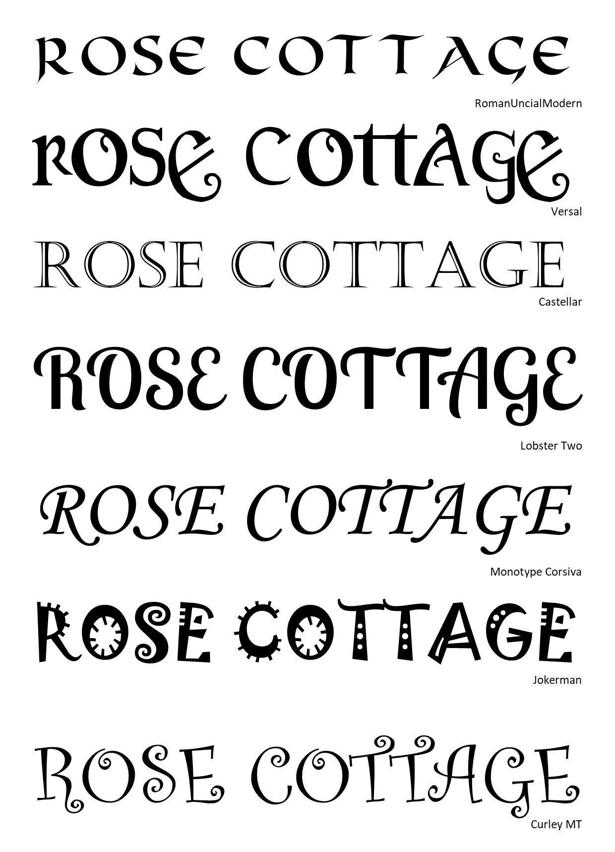 Some more examples of fonts for house signs