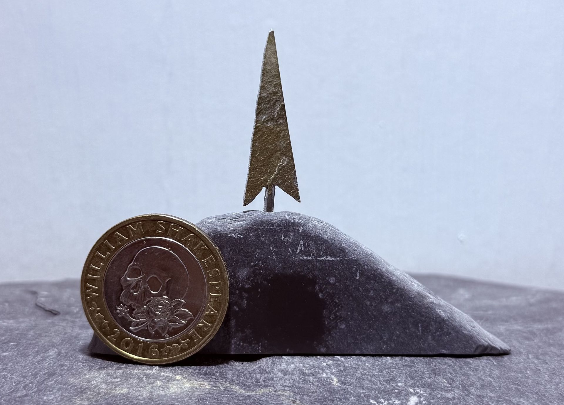 1 Tiny Tree on a Hill with £2 coin for scale 1 Tiny Tree on a Hill