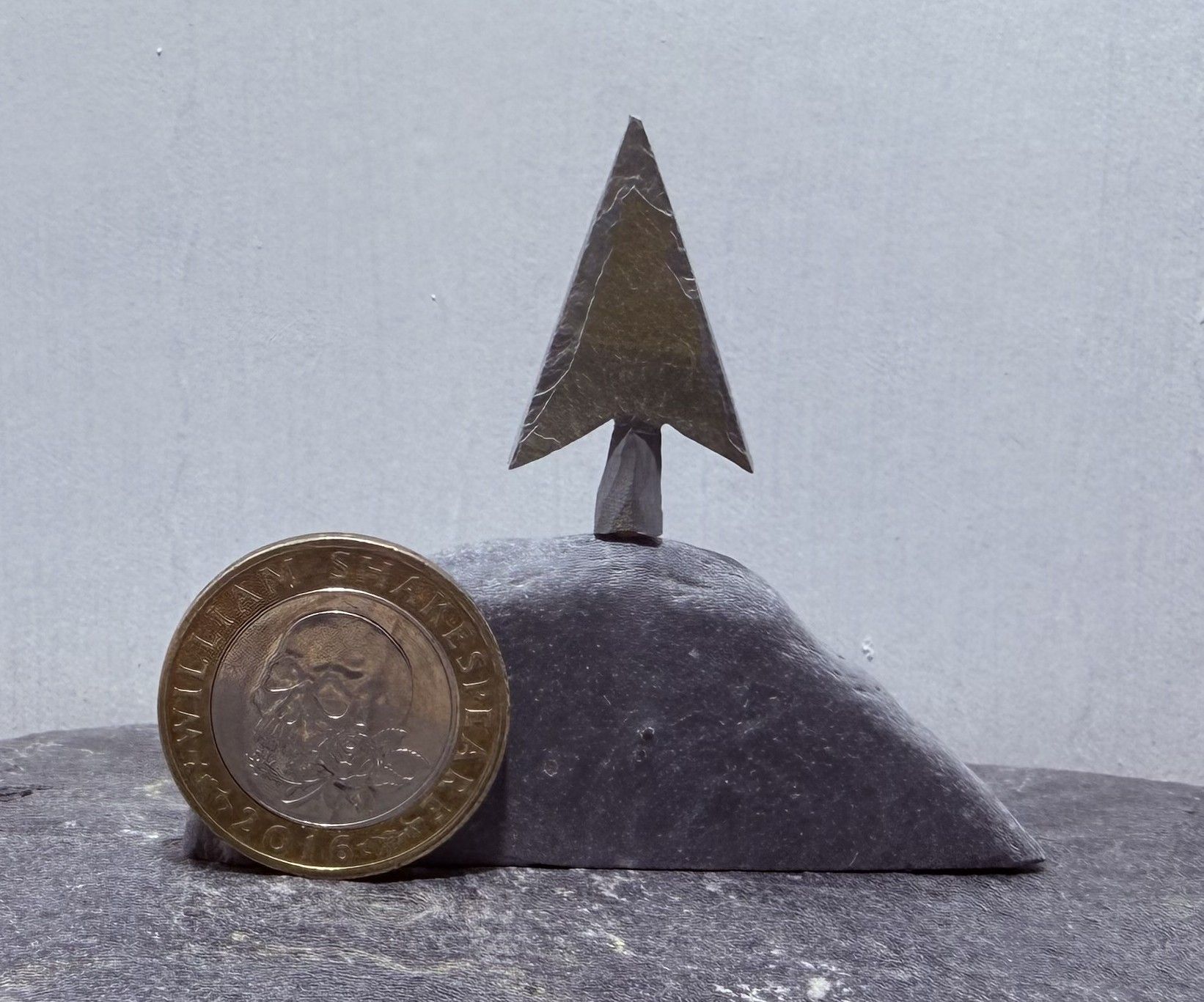 1 Tiny Tree on a Hill with £2 coin for scale 1 Tiny Tree on a Hill