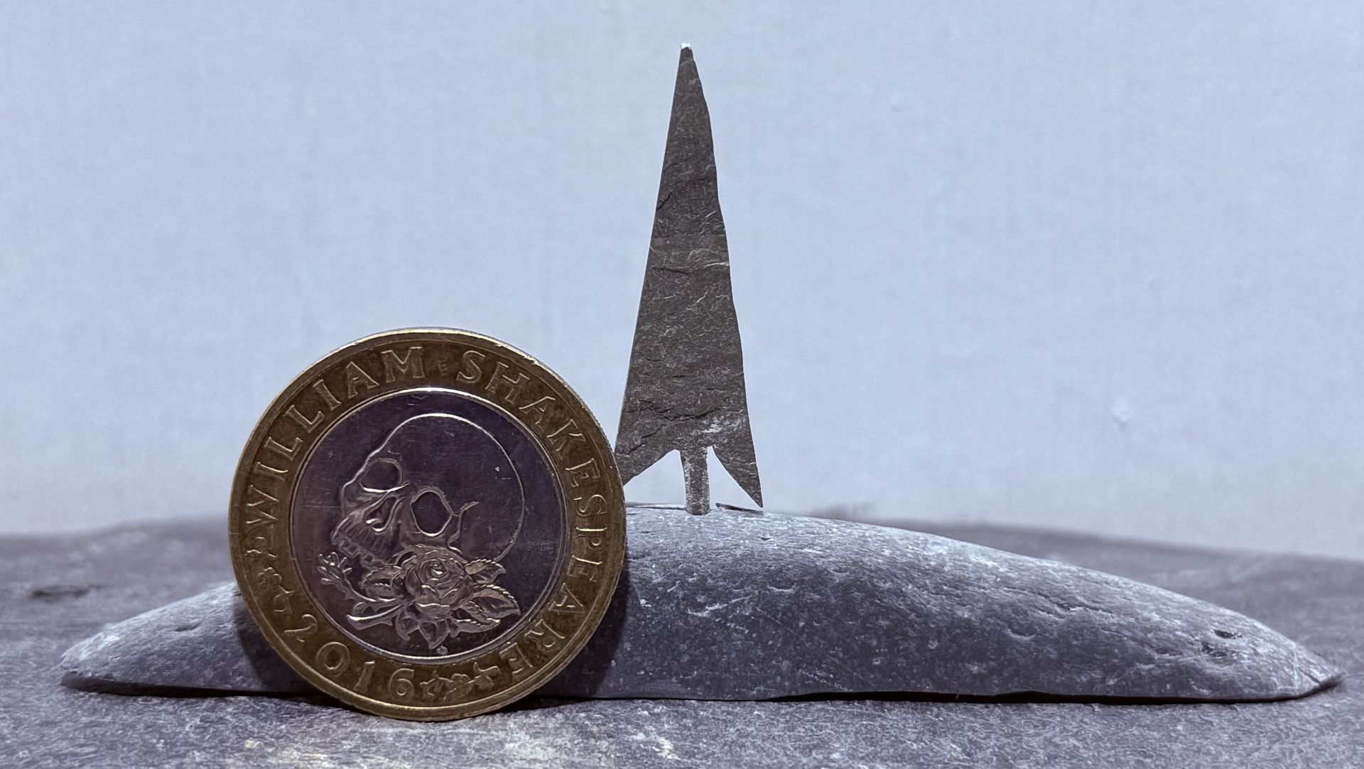 1 Tiny Tree on a Hill with £2 coin for scale 1 Tiny Tree on a Hill