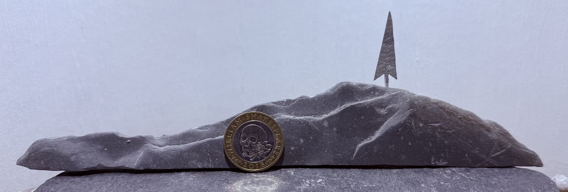 1 Tiny Tree on a Hill with £2 coin for scale 1 Tiny Tree on a Hill