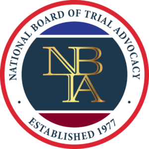 A logo for the national board of trial advocacy