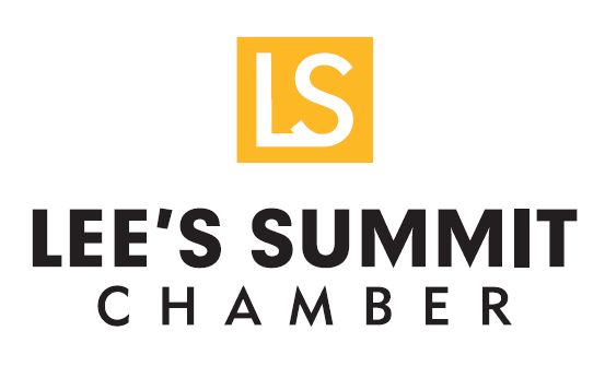 The logo for lee 's summit chamber is yellow and black.