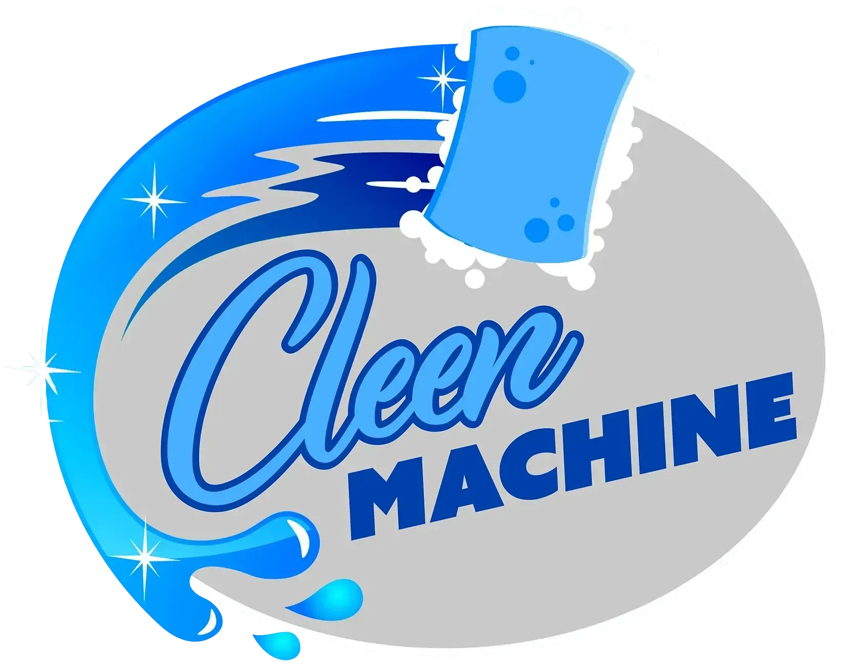 A logo for a cleaning company called clear machine
