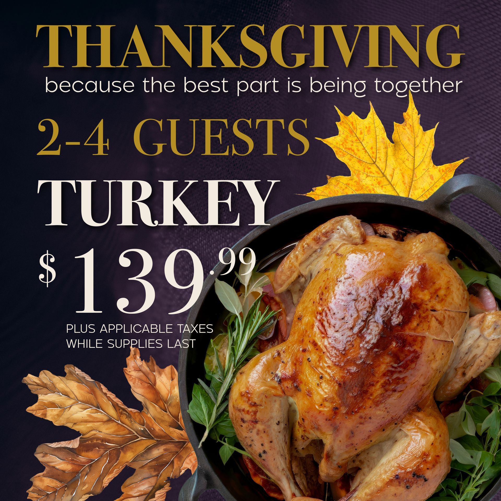 Small Turkey Thanksgiving Package 2 - 4 people