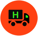 Black delivery truck with a green 