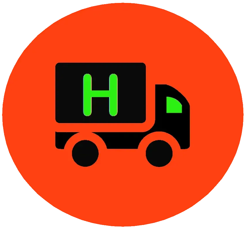 Black delivery truck with a green