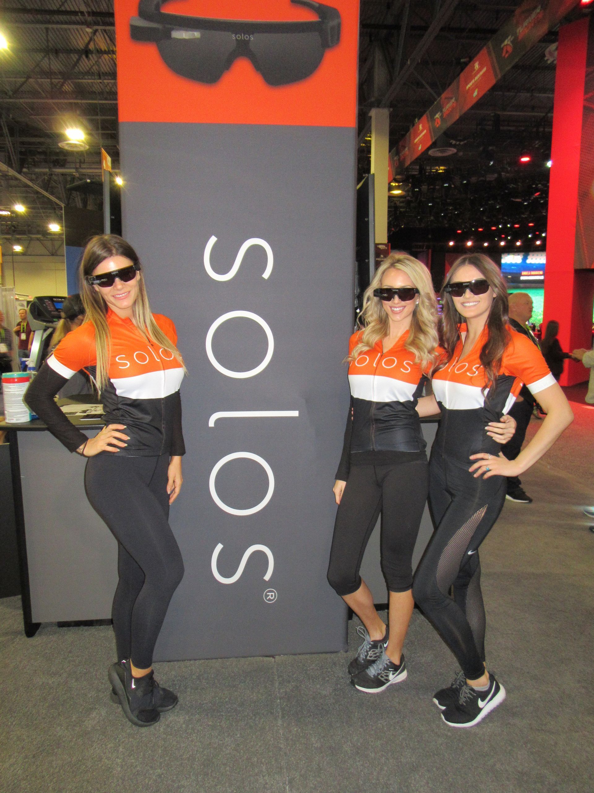 Las Vegas talent working the SOLOS booth at CES trade show in 2018.