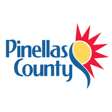 A logo for pinellas county with a sun in the middle